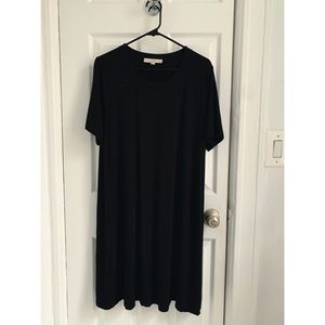 LOFT Black short sleeve swing dress, Size L